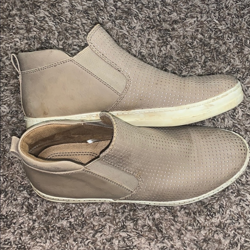 beige comfy high top shoes